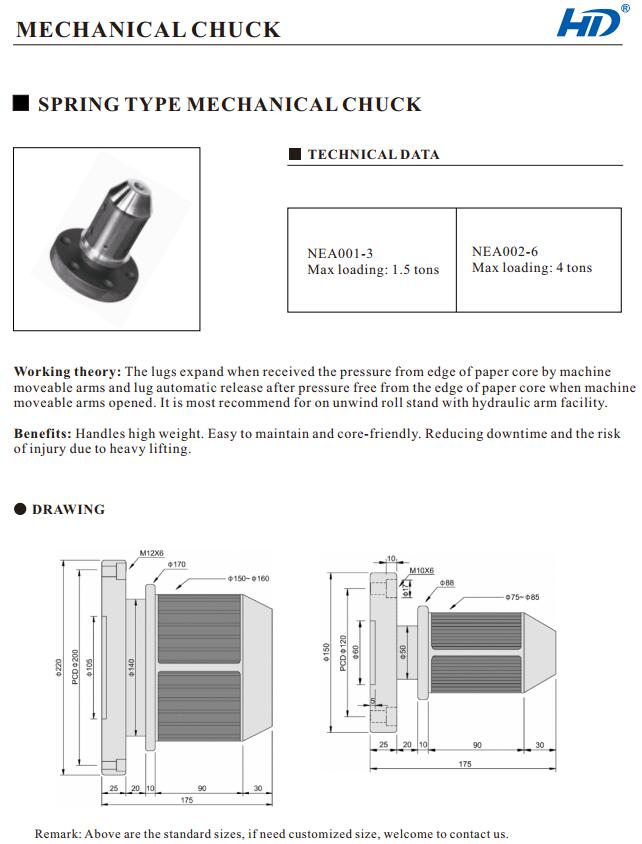 Spring type axial thrust mechanical chuck