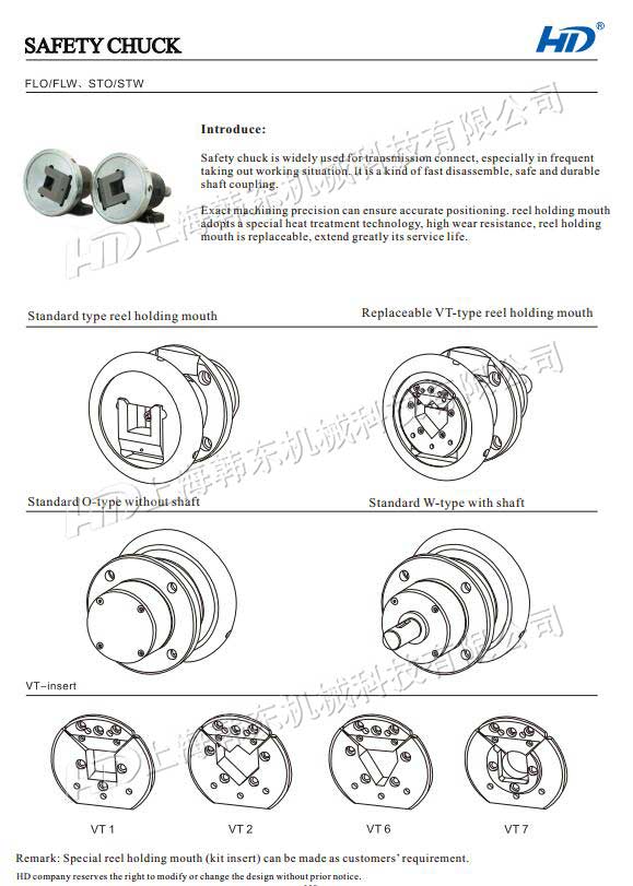 standard square reel mouth safety chuck